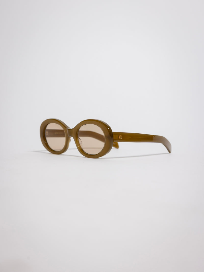 141 Waverly Pl, Side Eye oval sunglasses, olive acetate frame with brown tinted lenses, sideeye [variant:Olive]