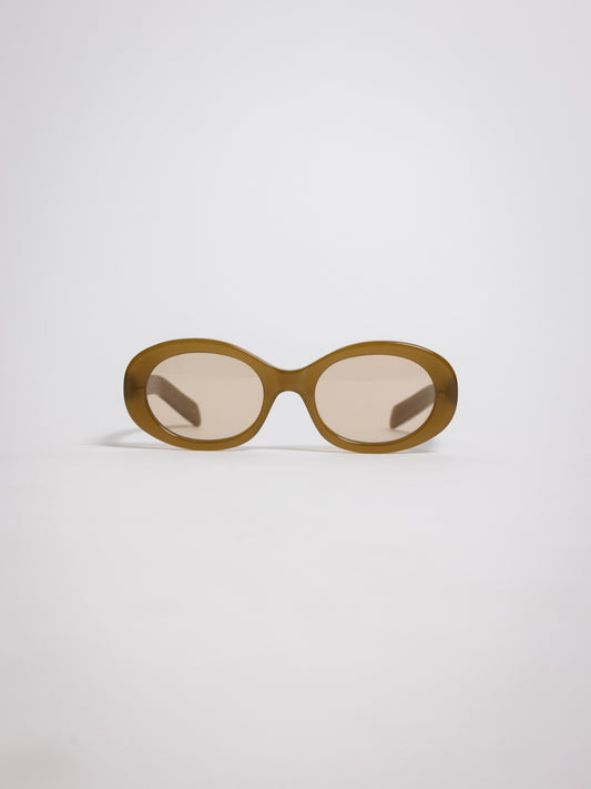 141 Waverly Pl, Side Eye oval sunglasses, olive acetate frame with brown tinted lenses, sideeye [variant:Olive]