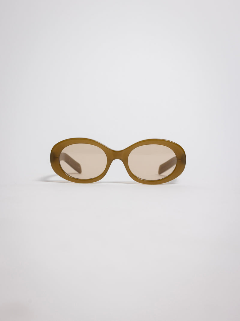 141 Waverly Pl, Side Eye oval sunglasses, olive acetate frame with brown tinted lenses, sideeye [variant:Olive]