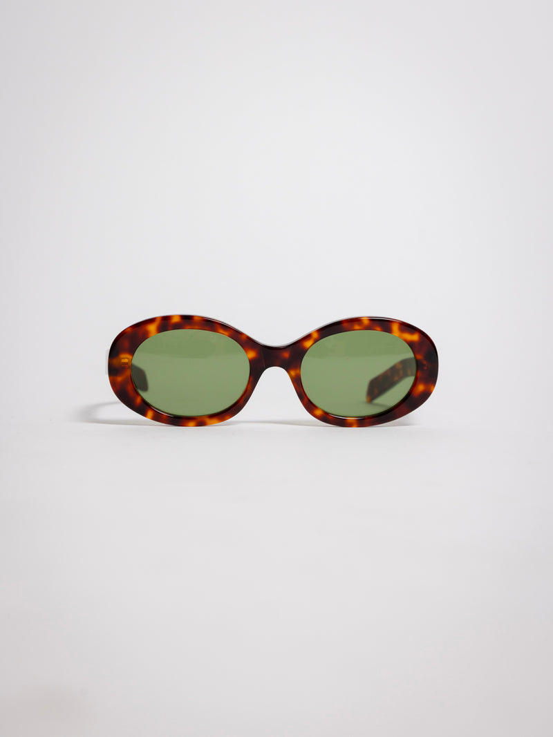 141 Waverly Pl, Side Eye oval sunglasses, tortoiseshell acetate frame with green tinted lenses, sideeye [variant:Havana / Green]
