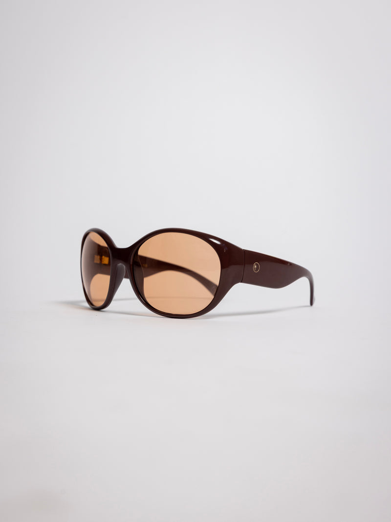1225 Madison Ave, Side Eye oversized round sunglasses, black acetate frame with brown tinted lenses, sideeye [variant:Bordeaux red]