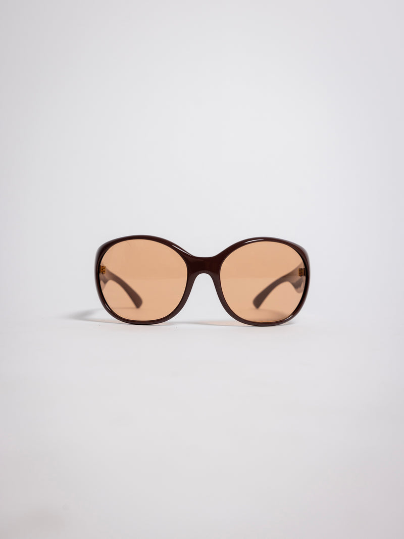 1225 Madison Ave, Side Eye oversized round sunglasses, black acetate frame with brown tinted lenses, sideeye [variant:Bordeaux red]
